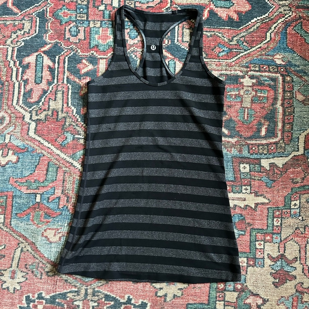 lululemon athletica Charcoal and Black Striped Tank Top